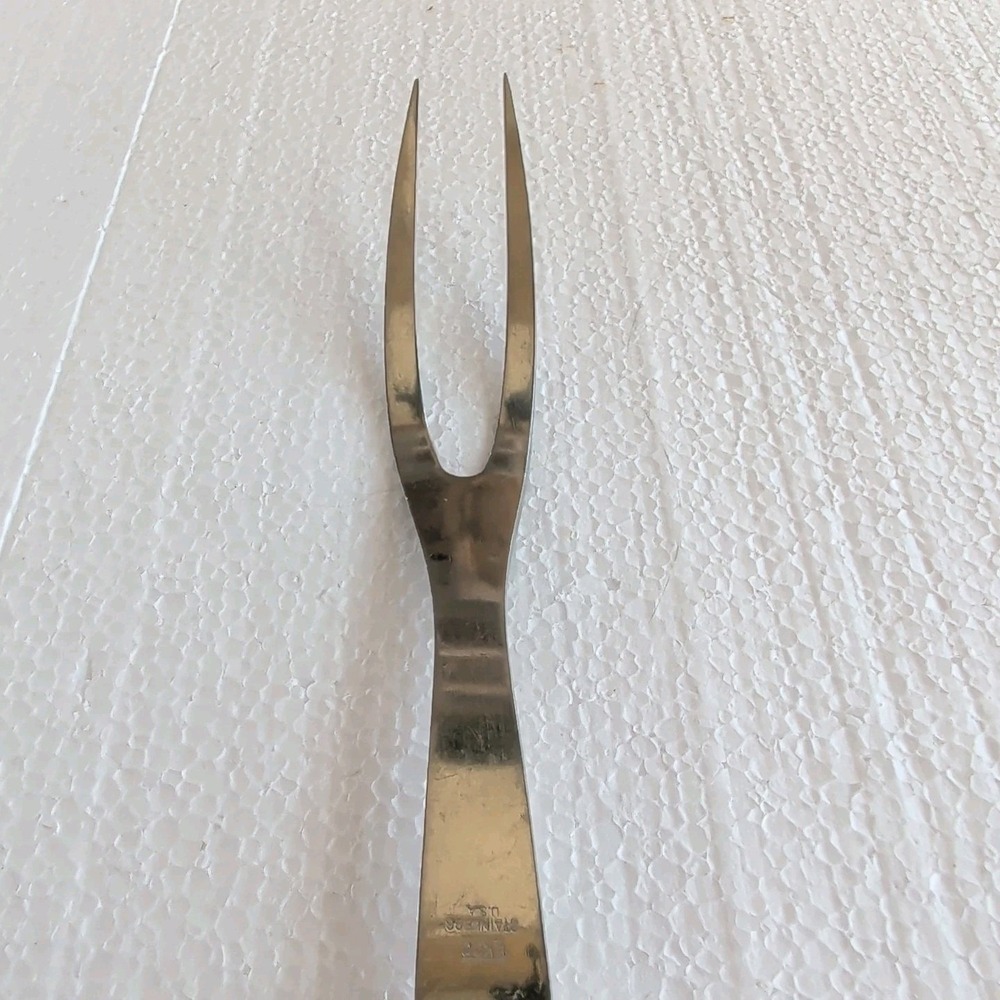 VTG EKCO Stainless Steel CARVING FORK Country Garden Daisy Flowers USA 1970s - Picture 4 of 5